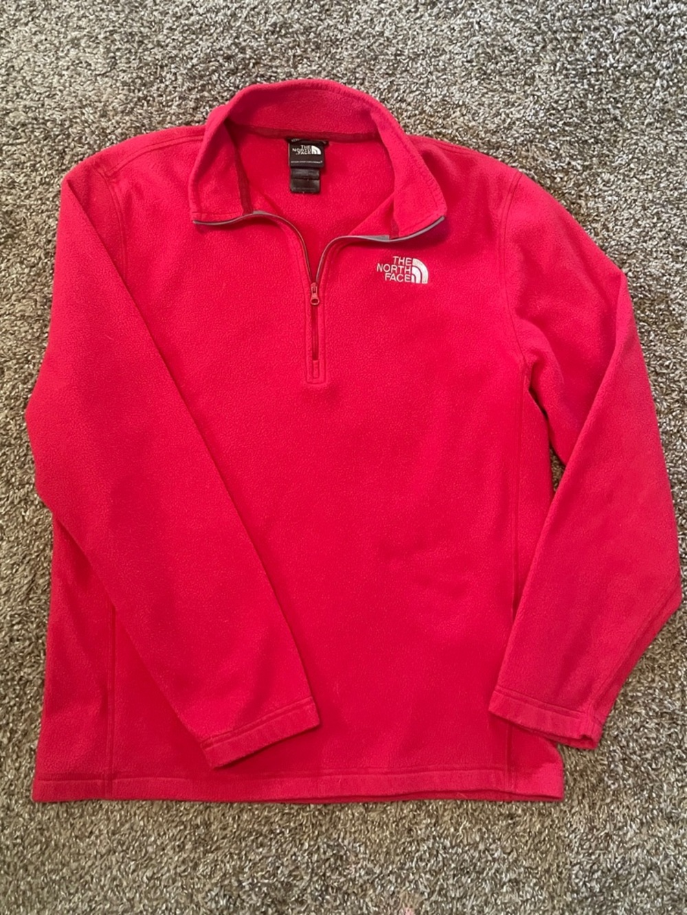 The North Face Men’s Bright Red Quarter-Zip Fleece Pullover